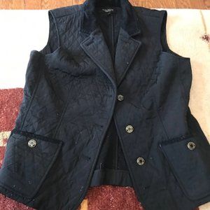 Talbots black nylon quilted/buttoned vest